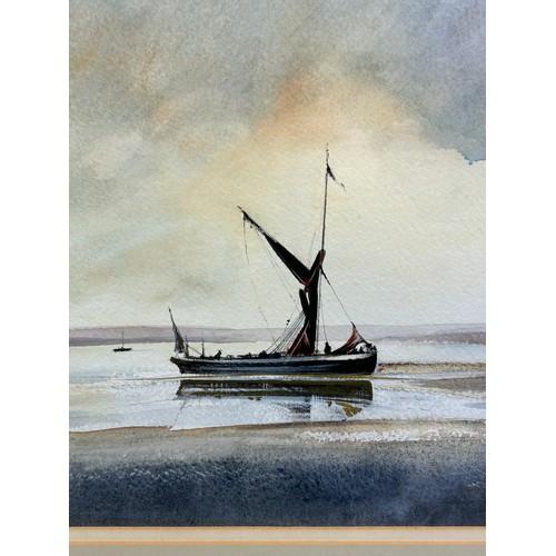 382 - A WATERCOLOUR ON PAPER OF SAILBOATS IN A HARBOUR, 

Mounted in a frame and glazed.