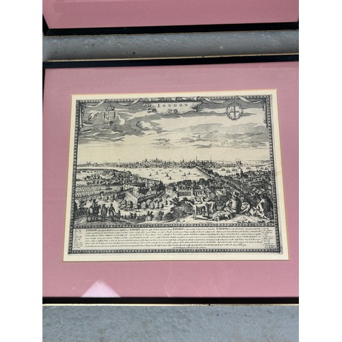 401 - FOUR DECORATIVE PRINTS OF LONDON AFTER EARLY ENGRAVINGS, 

Each mounted in frames and glazed (4)