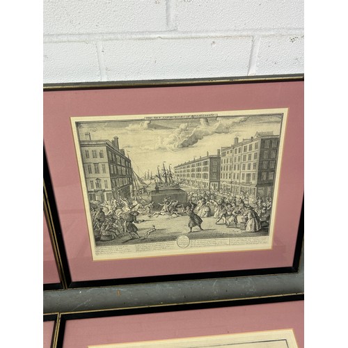 401 - FOUR DECORATIVE PRINTS OF LONDON AFTER EARLY ENGRAVINGS, 

Each mounted in frames and glazed (4)