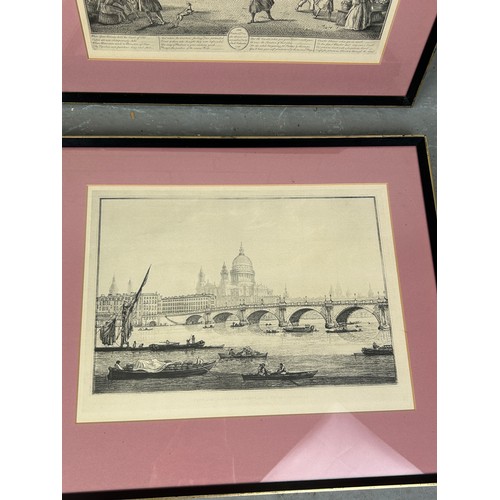 401 - FOUR DECORATIVE PRINTS OF LONDON AFTER EARLY ENGRAVINGS, 

Each mounted in frames and glazed (4)