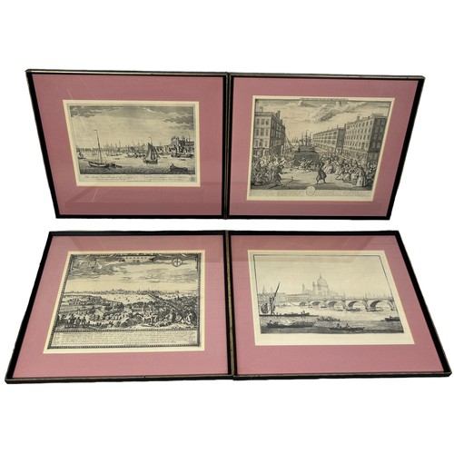 401 - FOUR DECORATIVE PRINTS OF LONDON AFTER EARLY ENGRAVINGS, 

Each mounted in frames and glazed (4)