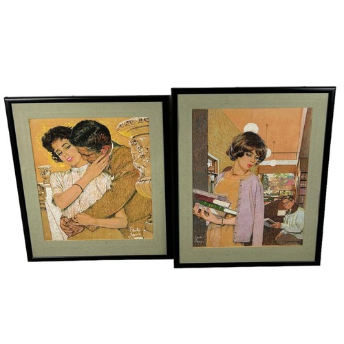 408 - A PAIR OF PAUL SEGUIN PASTEL LITHOGRAPHS, framed and glazed,

50cm x 42cm each.