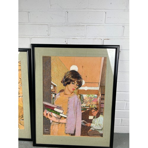 408 - A PAIR OF PAUL SEGUIN PASTEL LITHOGRAPHS, framed and glazed,

50cm x 42cm each.