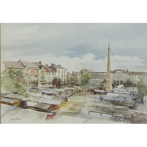 388 - JOAN PRYNN 'MARKET PLACE, RIPON' WATERCOLOUR ON PAPER, 

Mounted in a frame and glazed. 

25cm x 17.... 