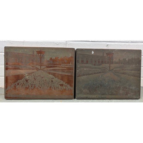 399 - TWO ETCHING PLATES DEPICTING JAMES CARTER AND CO SEED PLANT IN RAYNES PARK