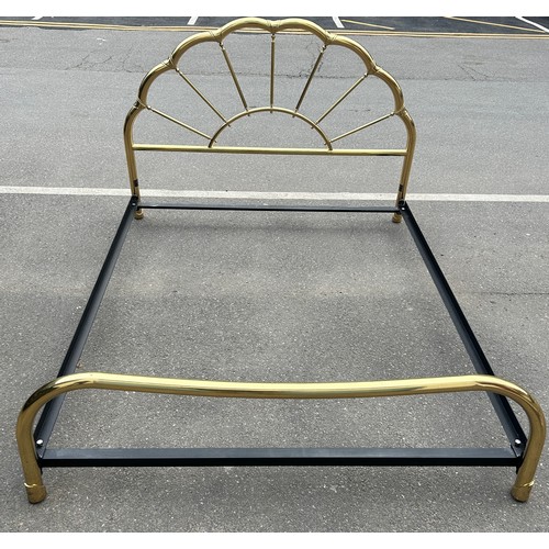 541 - AND SO TO BED: A LARGE BRASS HOLLYWOOD REGENCY STYLE BED, 

205cm x 125cm x 170cm