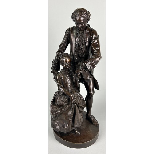 445 - A LARGE BRONZE BUST OF MOZART TEACHING A GIRL,

50cm x 20cm