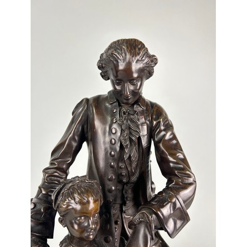 445 - A LARGE BRONZE BUST OF MOZART TEACHING A GIRL,

50cm x 20cm