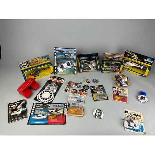 437 - A COLLECTION OF JAMES BOND CORGI TOYS AND BADGES (QTY)

To include James Bond 007 The Spy Who Loved ... 