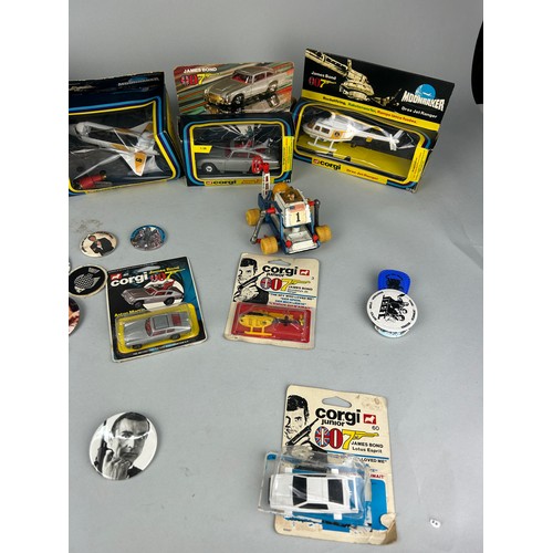 437 - A COLLECTION OF JAMES BOND CORGI TOYS AND BADGES (QTY)

To include James Bond 007 The Spy Who Loved ... 