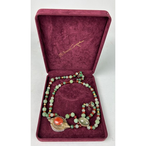 62 - A SILVER, SILVER GILT AND GEMSTONE NECKLACE BY EILEEN COYNE, 

With original case.