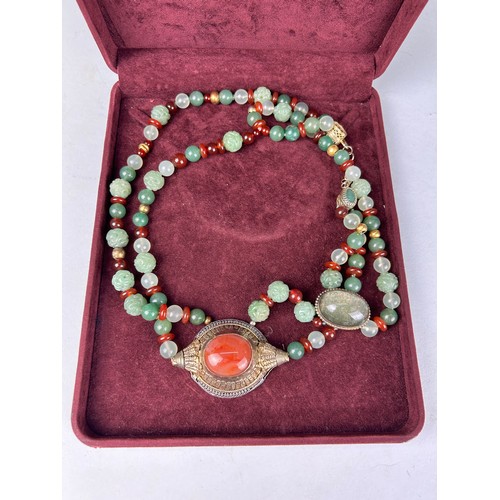 62 - A SILVER, SILVER GILT AND GEMSTONE NECKLACE BY EILEEN COYNE, 

With original case.