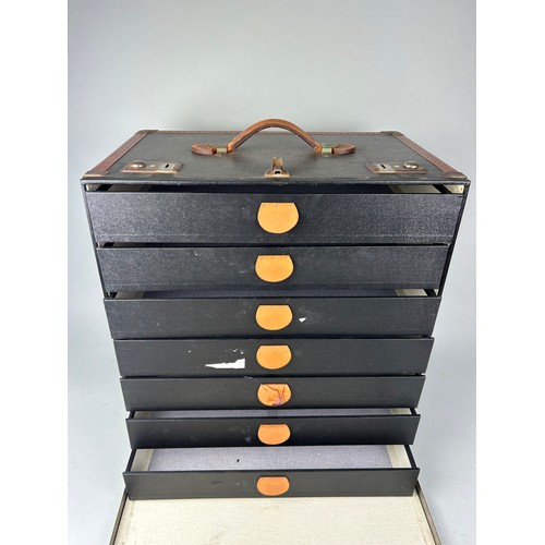 517 - AN ANTIQUE PORTABLE FILING TRUNK