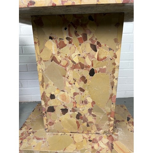 457 - A PAIR OF BRECCIA MARBLE SIDE TABLES (2), 70cm h x 65cm w x 45cm d (each)

Each consisting of three ... 