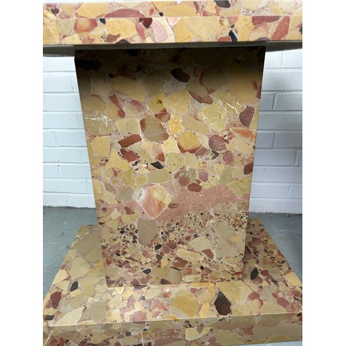 457 - A PAIR OF BRECCIA MARBLE SIDE TABLES (2), 70cm h x 65cm w x 45cm d (each)

Each consisting of three ... 