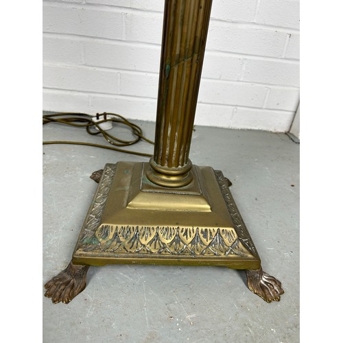 541A - A LARGE CORINTHIUM COLUMN BRASS STANDARD LAMP, ALONG WITH A SIMILAR TABLE LAMP (2)