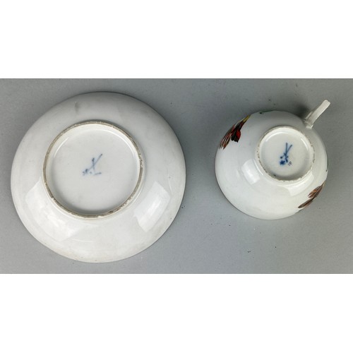 169 - AN 18TH OR 19TH CENTURY MEISSEN TEA CUP AND SAUCER, 

Likely not matching.