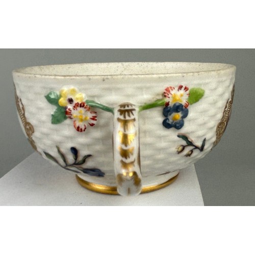 172 - A MEISSEN PORCELAIN TWIN HANDLED CHOCOLATE CUP MID TO LATE 18TH CENTURY, 

From the collection of Ba... 