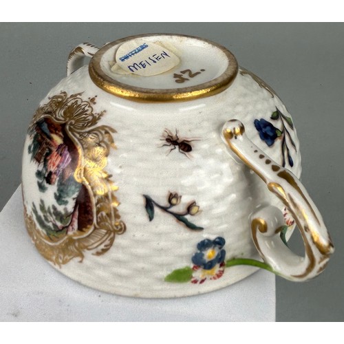 172 - A MEISSEN PORCELAIN TWIN HANDLED CHOCOLATE CUP MID TO LATE 18TH CENTURY, 

From the collection of Ba... 