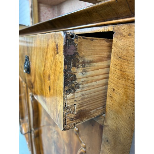 286 - A CONTINENTAL 19TH CENTURY WALNUT VENEERED PINE BOOKCASE POSSIBLY ITALIAN, 

210cm x 115cm x 47cm D
... 