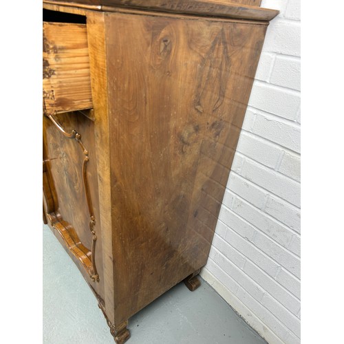 286 - A CONTINENTAL 19TH CENTURY WALNUT VENEERED PINE BOOKCASE POSSIBLY ITALIAN, 

210cm x 115cm x 47cm D
... 