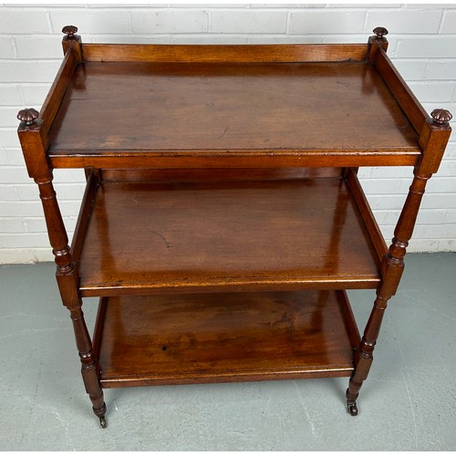 290 - A LARGE 19TH CENTURY MAHOGANY THREE TIER WHATNOT,

100cm x 73cm x 40cm