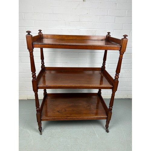 290 - A LARGE 19TH CENTURY MAHOGANY THREE TIER WHATNOT,

100cm x 73cm x 40cm