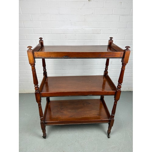 290 - A LARGE 19TH CENTURY MAHOGANY THREE TIER WHATNOT,

100cm x 73cm x 40cm