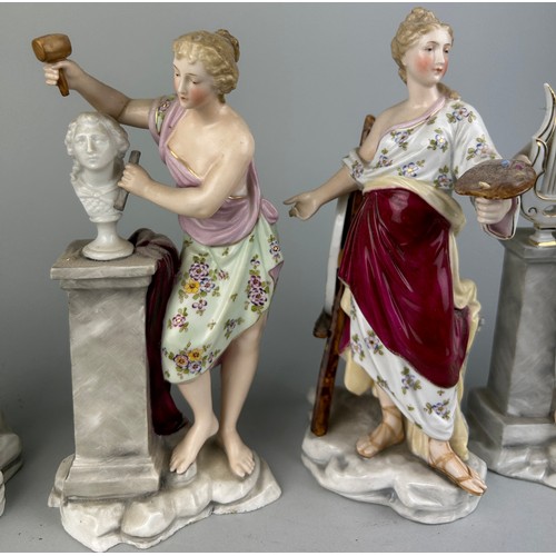 176 - A SET OF SIX PORCELAIN FIGURES OF LADIES MARKED FOR AELTESTE VOLKSTEDTE CIRCA 1900,

The ladies each... 