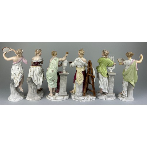 176 - A SET OF SIX PORCELAIN FIGURES OF LADIES MARKED FOR AELTESTE VOLKSTEDTE CIRCA 1900,

The ladies each... 