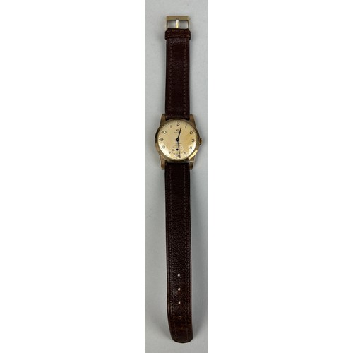 72 - A CYMA CYMAFLEX ROLLED GOLD GENTLEMAN'S WRISTWATCH, 

With brown leather strap.