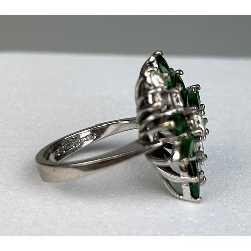 84 - AN 18CT WHITE GOLD RING SET WITH DIAMONDS AND EMERALDS,

7.48gms

Ring size 10.