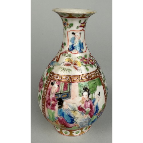 128 - A 19TH CENTURY CHINESE YUHUCHUN CANTON VASE,

13cm H