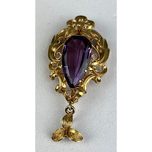 96 - A VICTORIAN AMETHYST AND 18CT GOLD PENDANT, 

Weight: 3.48gms