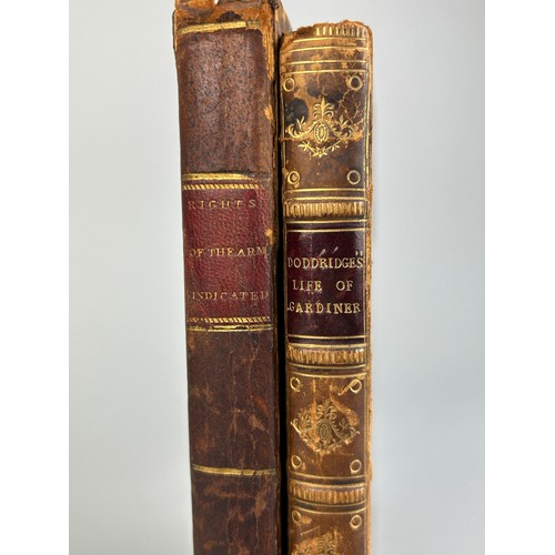 156 - TWO 19TH CENTURY LEATHER BOUND BOOKS WITH MILITARY INTEREST: 

Henry Foskett: 'The Rights of the Arm... 