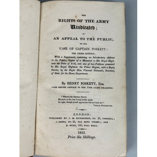 156 - TWO 19TH CENTURY LEATHER BOUND BOOKS WITH MILITARY INTEREST: 

Henry Foskett: 'The Rights of the Arm... 