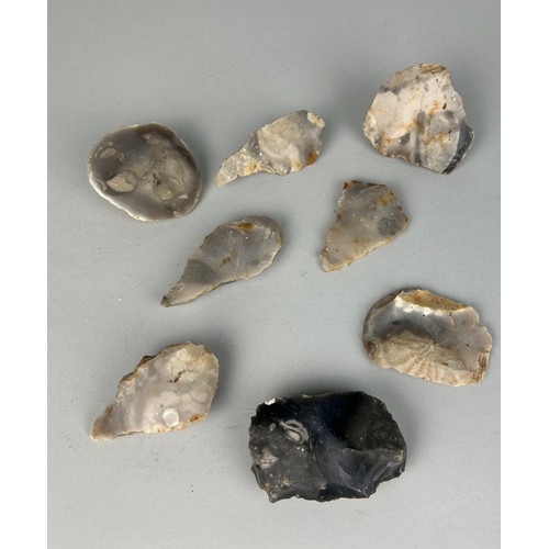 192 - A COLLECTION OF EIGHT NEOLITHIC SCRAPERS AND PIERCERS FROM TOUVENT FRANCE (8) 

6.5cm x 4.5cm