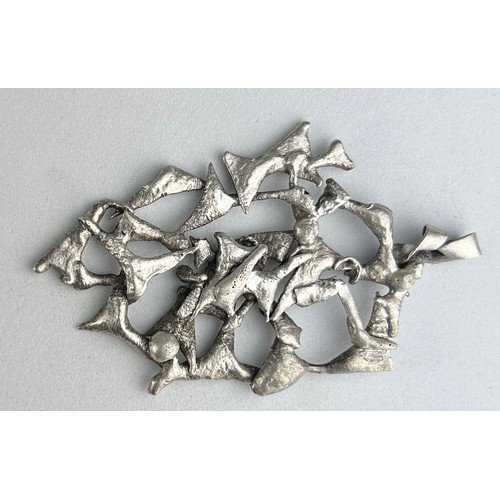 59 - A SILVER BROOCH OF ABSTRACT DESIGN POSSIBLY ITALIAN,

Weight: 21.4gms