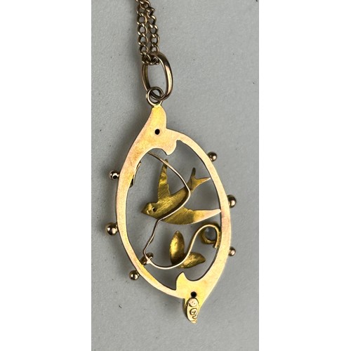 94 - A 9CT GOLD BIRD PENDANT ON A GOLD CHAIN,

2.9gms