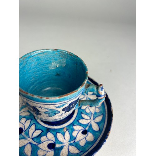 168 - AN INDO-PERSIAN 'MULTAN' 19TH CENTURY BOWL, TEA CUP AND SAUCER (3) 

Bowl 15cm x 6cm