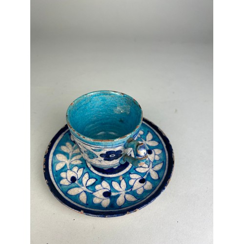 168 - AN INDO-PERSIAN 'MULTAN' 19TH CENTURY BOWL, TEA CUP AND SAUCER (3) 

Bowl 15cm x 6cm