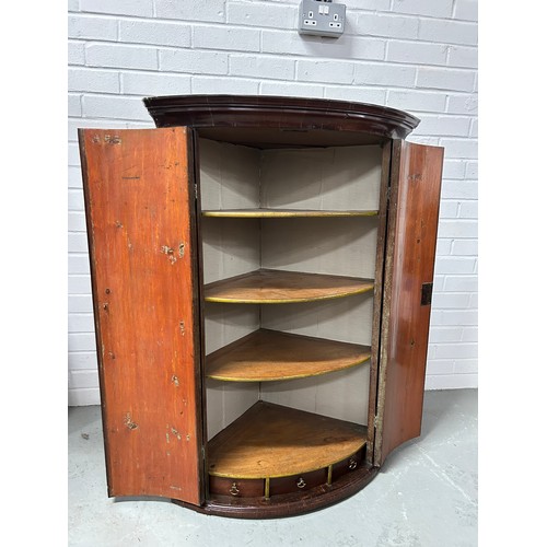 484 - A 19TH CENTURY MAHOGANY CORNER CABINET,