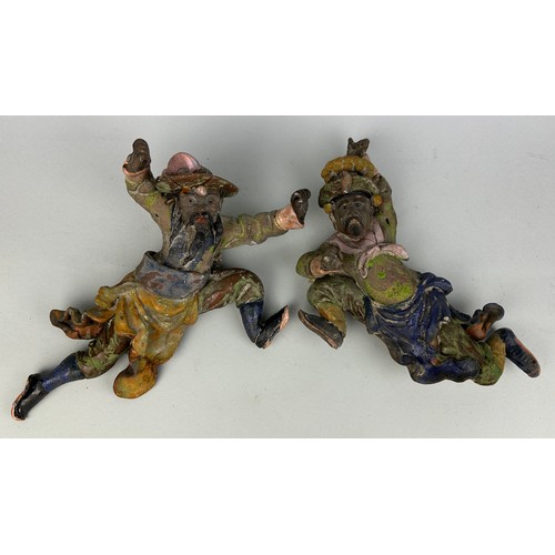 115 - A PAIR OF CHINESE GLAZED CERAMIC DANCING FIGURES (2)

Largest 22cm x 18cm