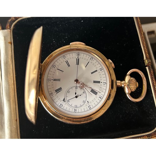 70 - AN 18CT GOLD QUARTER REPEATER POCKET WATCH 'LE PHARE', 

In antique case. 

No glass, 1/4 repeater m... 