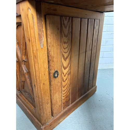 504 - A CONTINENTAL PINE 19TH CENTURY GOTHIC DESIGN BUREAU BOOKCASE OR SECRETAIRE, 

215cm H x 105cm W x 5... 