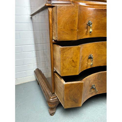 506 - A CONTINENTAL WALNUT SERPENTINE BUREAU, 

116cm x 108cm x 58cm 
Early 20th century, with fall front ... 