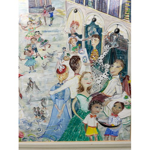 443 - A LARGE WATERCOLOUR PAINTING ON PAPER OF MUSICIANS IN A SQUARE PROBABLY FLORENCE OR VENICE, ITALY

S... 