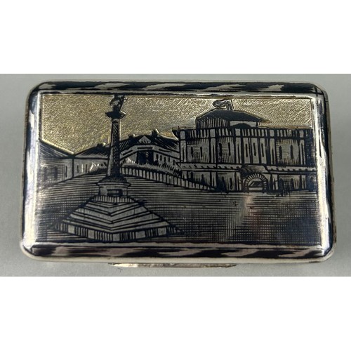 152 - A 19TH CENTURY SILVER NIELO SNUFF BOX, 

5cm x 3cm x 1.5cm