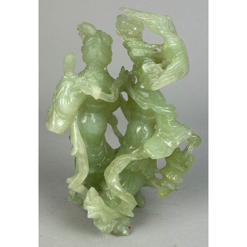 376 - A PAIR OF CHINESE JADEITE FIGURES,

20th century 

18cm x 11cm