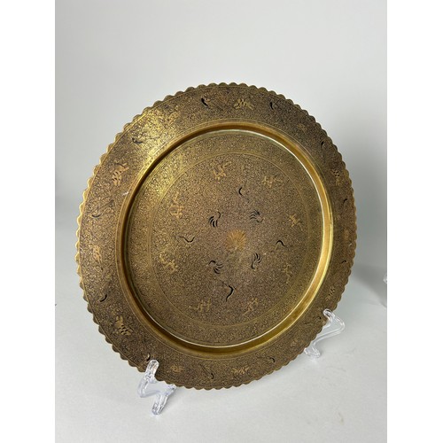 374 - TWO BRASS ISLAMIC PLATES (2) 

Largest 30cm D